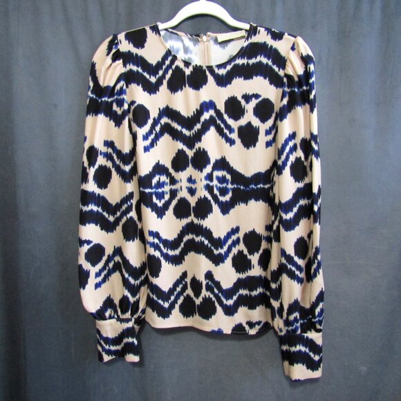 Ulla Johnson Lilliana Blouse Womens Size 10 Cream Nimbus Blue Bishop Sleeve Top - Picture 9 of 9